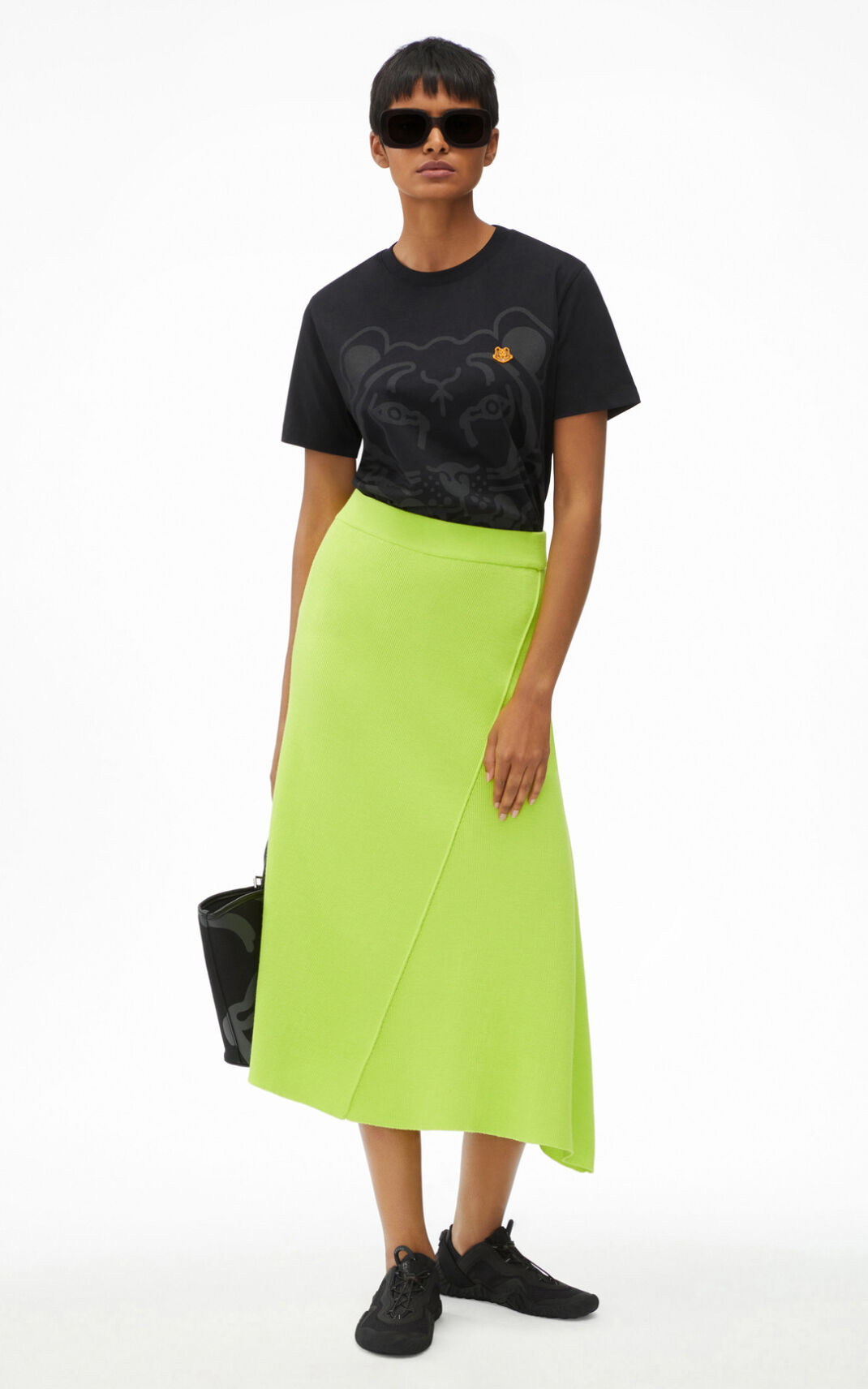 Kenzo Asymmetrical Midi Etek Bayan Açık Yeşil | 7105-UKOMI